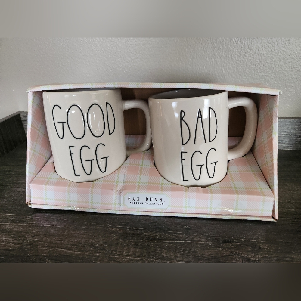 Rae Dunn Good Egg and Bad Egg Mug Set